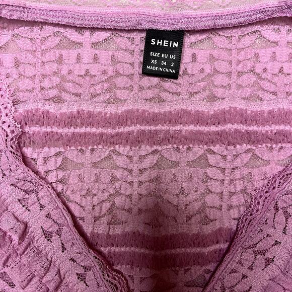 Pink Ruffle Lace Coquette Long Sleeve Top - Picture 2 of 7